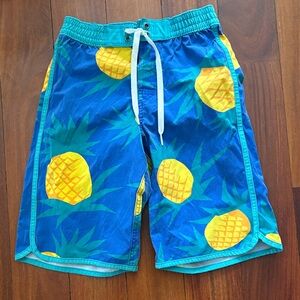 Hanna Andersson Blue and Yellow Pineapple Board Shorts